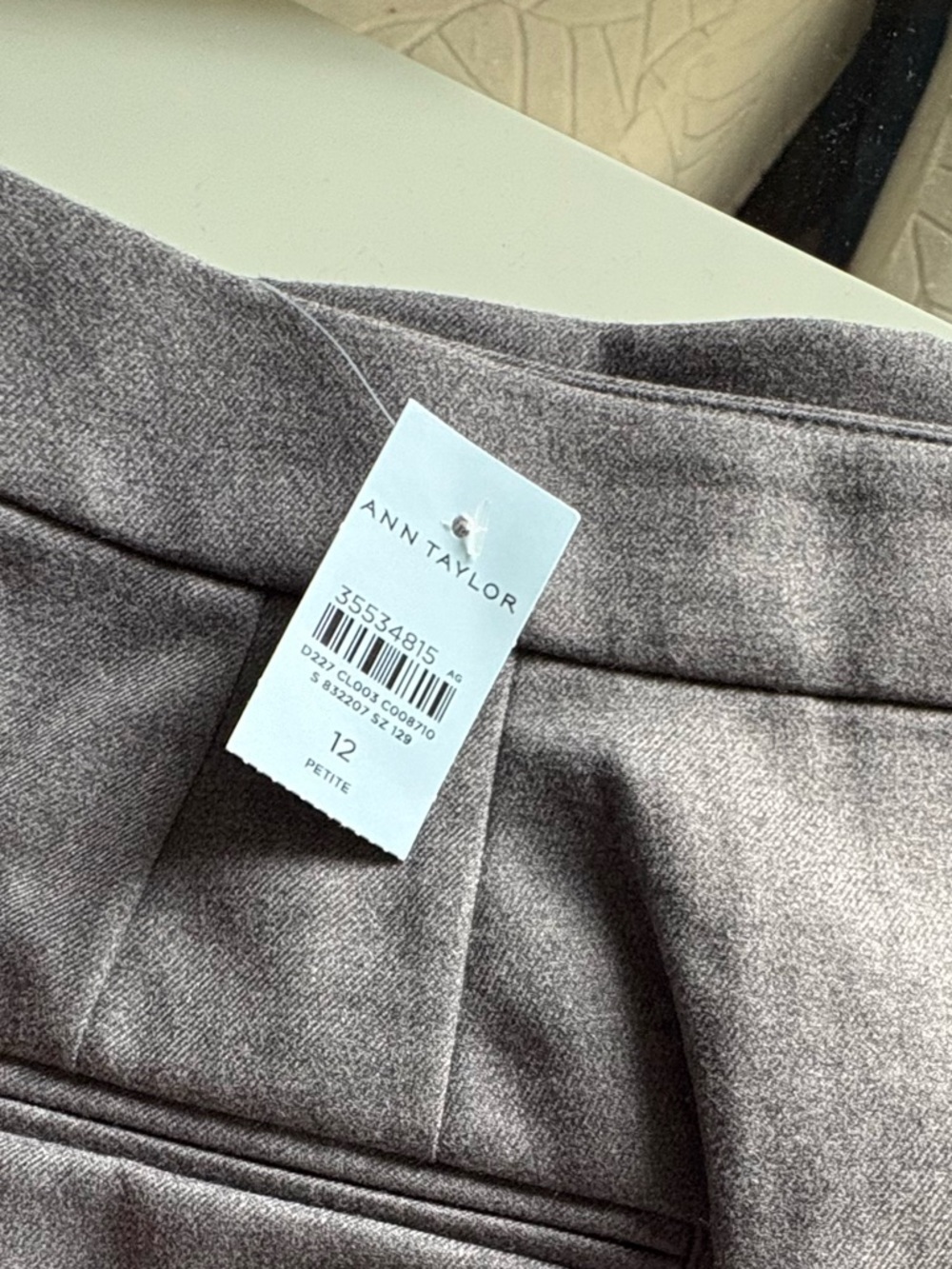 Ann Taylor Gray Straight-Leg Pleated Dress Pants - Picture 3 of 5